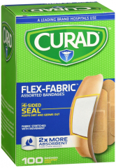 CURAD BANDAGE FLEX-FABRIC ASST 100CT