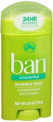 BAN INVISIBLE SOLID UNSCENTED 2.6OZ