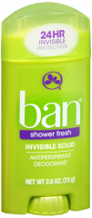 BAN INVISIBLE SOLID SHOWER FRESH 2.6OZ