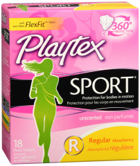 PLAYTEX TAMPON SPORT REG UNS 18CT