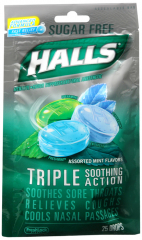 HALLS SUGAR FREE BAG ASSORTED MINT 25CT