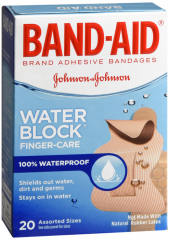 BAND AID WATER BLOCK+ FNGR/CRE ASST 20CT