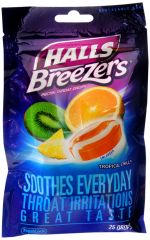 HALLS BREEZERS BAG TROPICAL CHILL 25CT