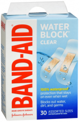 BAND AID WATER BLOCK+ CLEAR ASST 30CT