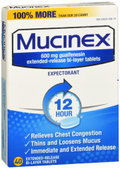 MUCINEX EXPECTORANT TABLET 40CT