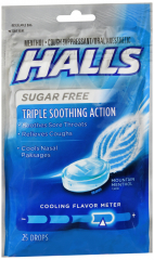 HALLS SUGAR FREE BAG MOUNTN MENTHOL 25CT