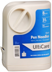 ULTIGUARD SAFEPAK PEN-NDL 8MM 31G 100CT
