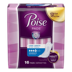 POISE PAD MODERATE LONG REG 6X16CT