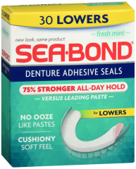 SEA BOND DENTURE ADHESIVE LOWER 30CT