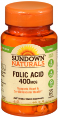 FOLIC ACID 400MCG TABLET 250CT SUNDWN
