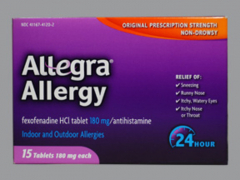 ALLEGRA OTC 24HR 180MG TABLET 15CT CHT