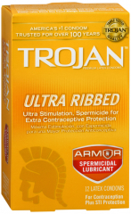 TROJAN ULTRA RIBBED SPRMICID CONDOM 12CT
