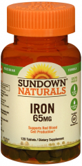 FERROUS SULFATE 65MG TAB 120CT SUNDWN