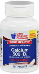 GNP CALCIUM+D 500 MG TAB 75