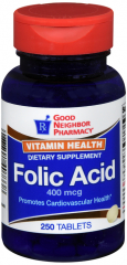 GNP FOLIC ACID 400 MCG TAB 250