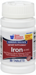 GNP IRON 45MG SLOW RELESE TAB 30