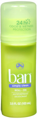 BAN ROLL ON SIMPLY CLEAN 3.5OZ