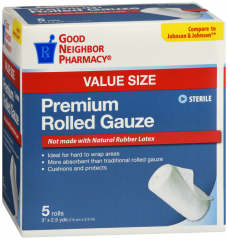 GNP GAUZE ROLL 3X2.5YDS 5 ROLLS