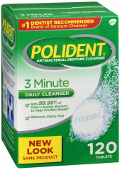 POLIDENT 3 MINUTE TABLET MINT 120CT