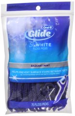 ORAL B FLOSS PICK 3D WHITE MINT BAG 75CT