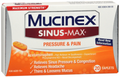 MUCINEX SINUS-MAX PRESSURE PAIN TAB 20CT