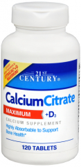CALCIUM CITRATE+D CAPLET 120CT 21ST CENT