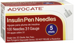 ADVOCATE PEN NEEDLE 31G/5MM 100CT