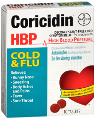CORICIDIN HBP COLD FLU TABLET 10CT