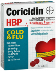 CORICIDIN HBP COLD FLU TABLET 20CT