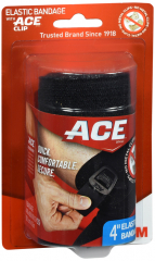 ACE BANDAGE W/ CLIP BLACK 4"
