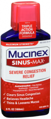 MUCINEX SINUS MAX SEVER CNGS RLF LIQ 6OZ