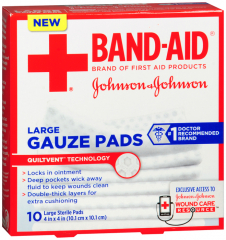 JJ GAUZE PADS 4IN X4INCH 10CT