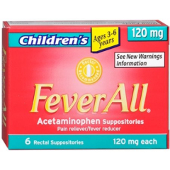 FEVERALL ACETAMINOPHEN 120MG SUP 6CT UD