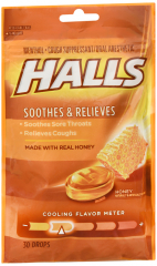 HALLS BAG HONEY COUGH DROP 30CT