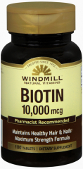 BIOTIN 10000 MCG TABLETS 100CT WINDMIL