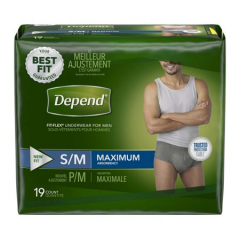 DEPEND UNDERWEAR MEN MAXABS SM/MD 2X19CT