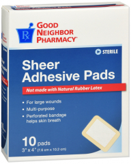 GNP BANDAGE 3X4 INCH ADHESIVE PAD 10CT