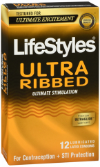 LIFESTYLES ULTRA RIBBED CONDOM 12CT