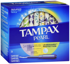 TAMPAX PEARL UNSCENTED MULTIPAK 34CT TMP
