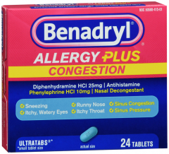 BENADRYL ALLERGY PLUS CNG ULTRATAB 24CT