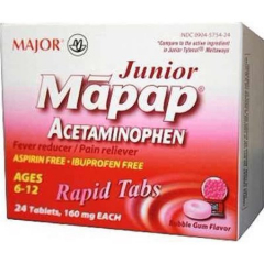 MAPAP JR ACETAM BBLGUM 160MG CHW 24