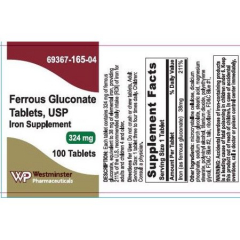 FERROUS GLUCONATE 324 MG TAB 100