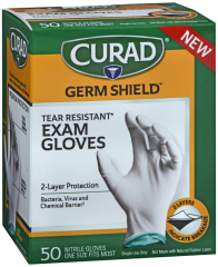 CURAD GLOVES GERM SHIELD 2 LAYER 50CT