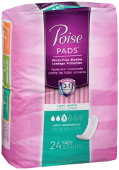 POISE LIGHT LONG PADS 4X24CT