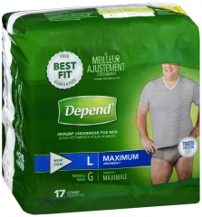 DEPEND UNDERWEAR MAX ABS LARG MEN 2X17CT
