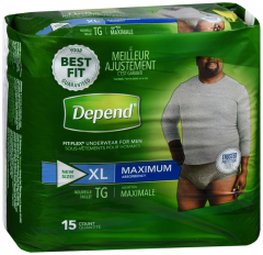 DEPEND UNDERWEAR MAX ABS XLRG MEN 2X15CT