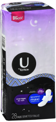 U BY KOTEX OVERNIGHT W/WINGS PAD 4X28CT