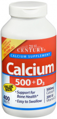 CALCIUM 500MG +D3 TAB 400CT 21ST CENTURY