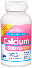 CALCIUM 500MG +D3 TAB 200CT 21ST CENTURY