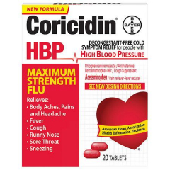 CORICIDIN HBP MAX STRENGTH FLU TAB 20CT